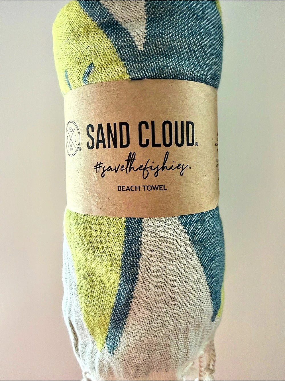 Sand Cloud Tartan with Zip Pocket Beach Towel Green & Blue NWT